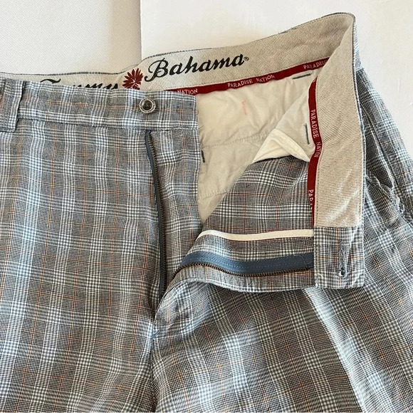 Tommy Bahama Size 36 Linen Silk Blend Shorts Blue Multi Plaid - Picture 7 of 7